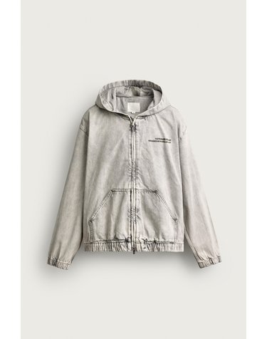 자라 자수 워시드 후드 데님 자켓 3409/305/804 PEARL GREY