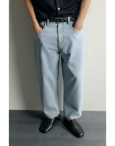 자라 테이퍼드 와이드 크롭 청바지 9794/360/406 LIGHT BLUE