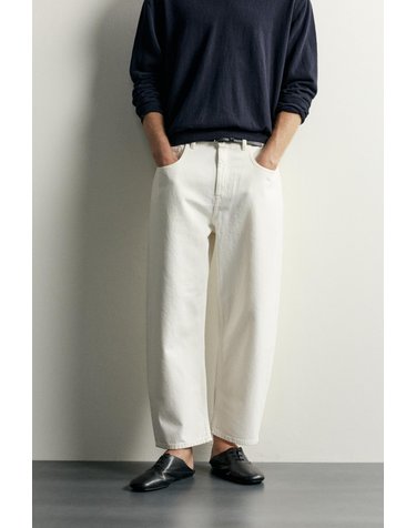 자라 와이드 테이퍼드 크롭 데님 팬츠 9794/360/251 OYSTER-WHITE