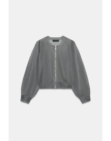 자라 라운드넥 니트 봄버 집업 자켓 9598/043/807 ANTHRACITE GREY