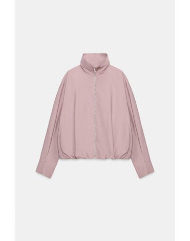 자라 스탠드 칼라 버블 헴 코튼 집업 자켓 7046/436/677 DUSTY MAUVE