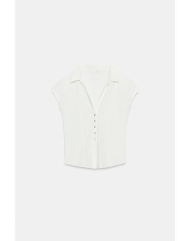 자라 셔츠 스타일 반팔 탑 0264/806/251 OYSTER-WHITE