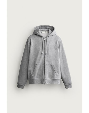 자라 레귤러핏 포켓 후드 집업 4393/300/803 GREY MARL
