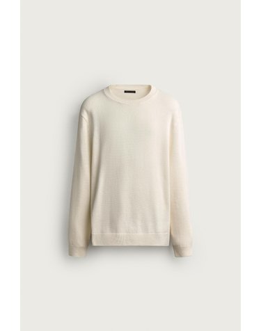 자라 코튼 린넨 라운드넥 니트 스웨터 2142/305/251 OYSTER-WHITE