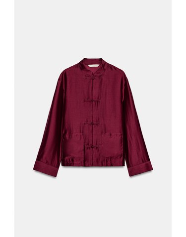 자라 차이나넥 포켓 긴팔 셔츠 4786/166/681 BURGUNDY