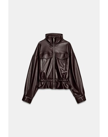 자라 하이넥 드로스트링 집업 자켓 4749/706/681 BURGUNDY