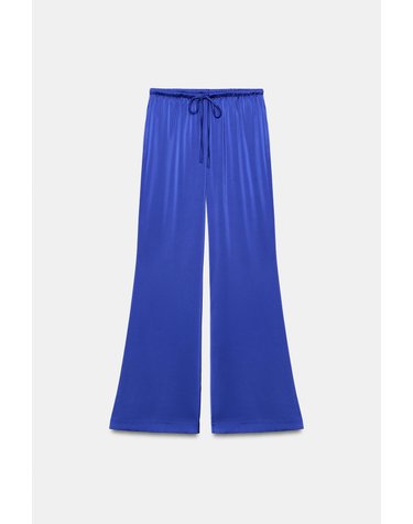 자라 새틴 드로스트링 와이드 팬츠 1255/480/446 ELECTRIC BLUE