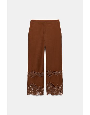 자라 컷워크 자수 와이드 팬츠 7830/704/732 CARAMEL