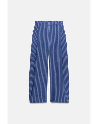 자라 플리츠 스트라이프 와이드 팬츠 3152/453/420 BLUISH