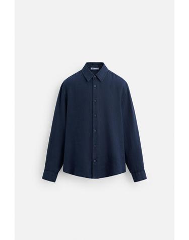 자라 100% 린넨 긴팔 셔츠 4024/158 NAVY BLUE