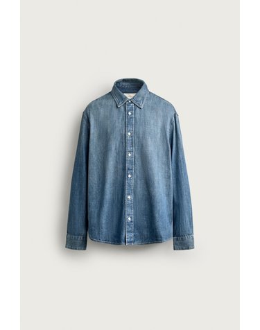 자라 레귤러핏 워시드 코튼 데님 긴팔 셔츠 4470/325/406 LIGHT BLUE