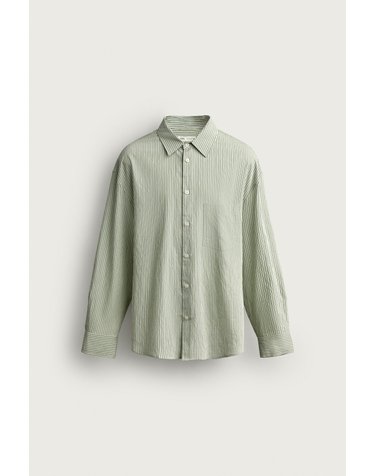 자라 스트라이프 릴렉스핏 긴팔 셔츠 1038/443/982 SEA GREEN