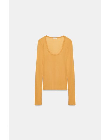 자라 라이오셀 라운드넥 긴팔 티셔츠 1198/463/615 ORANGE