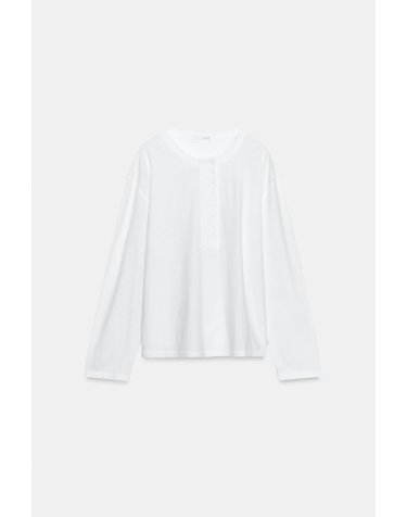 자라 린넨 혼방 헨리넥 긴팔 티셔츠 0858/103/250 WHITE