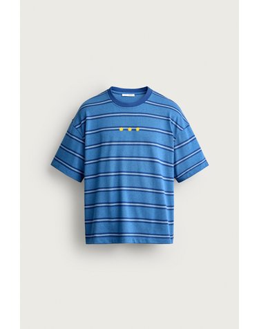 자라 스트라이프 자카드 라운드넥 반팔 티셔츠 1165/308/200 BLUE / INDIGO
