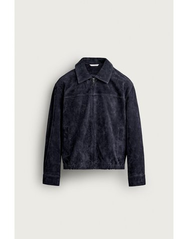 자라 레귤러핏 스웨이드 레더 집업 자켓 3833/430/401 NAVY BLUE