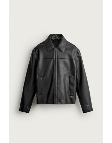 자라 가죽 이펙트 집업 자켓 0155/751/800 BLACK