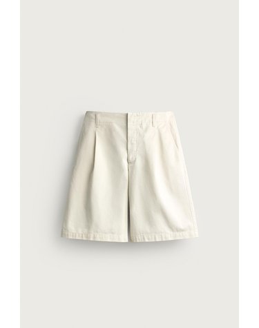 자라 릴렉스핏 플리츠 버뮤다 반바지 2553/640/251 OYSTER-WHITE