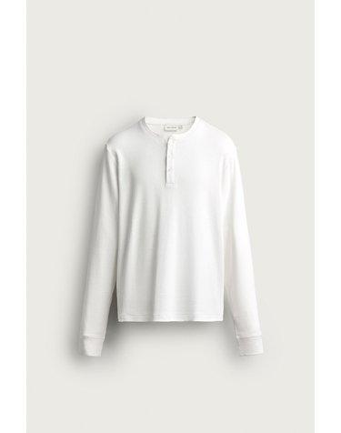 자라 코튼 린넨 헨리넥 긴팔 티셔츠 8054/344/250 WHITE