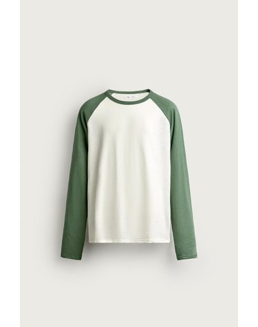 자라 컬러블록 코튼 린넨 긴팔 티셔츠 5868/301/069 ECRU / GREEN