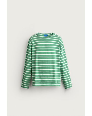 자라 자카드 스트라이프 긴팔 티셔츠 1887/423/098 GREEN / ECRU