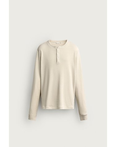 자라 코튼 린넨 헨리넥 긴팔 티셔츠 8054/344/052 LIGHT BEIGE