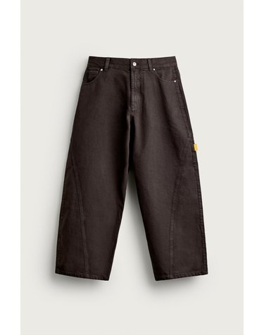 자라 벌룬핏 커브드 워시드 코튼 팬츠 4302/355/700 BROWN
