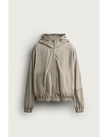자라 스웨이드 레더 후드 집업 자켓 0624/404/832 TAUPE GREY