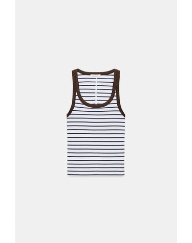 자라 스트라이프 골지 민소매 탑 3253/301/104 STRIPED