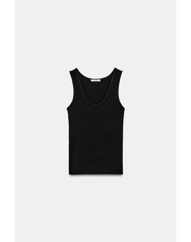 자라 라운드넥 와이드 스트랩 민소매 탑 5644/745/800 BLACK