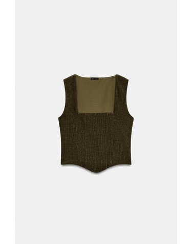 자라 코듀로이 코르셋 스타일 탑 5039/834/528 DARK OLIVE