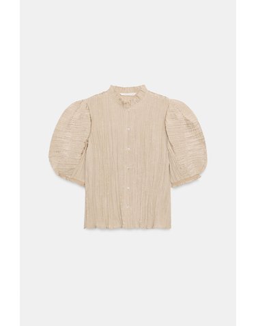 자라 플리츠 퍼프 소매 블라우스 0148/250/832 TAUPE GREY