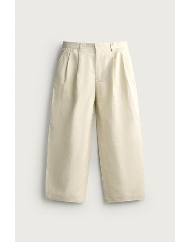 자라 린넨 혼방 플리츠 와이드 치노 팬츠 0706/777/982 SEA GREEN