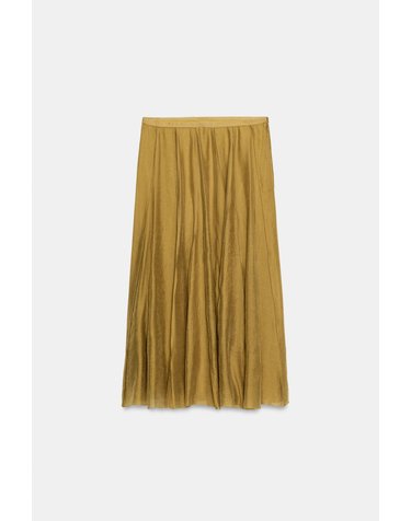 자라 A라인 미디 플로잉 스커트 2560/209/515 OLIVE GREEN