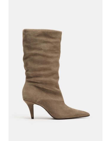 자라 스플릿 스웨이드 셔링 힐 부츠 1002/810/131 TAUPE GREY