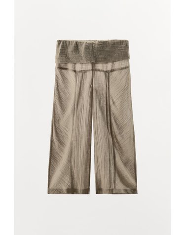 자라 텍스처 린넨 혼방 와이드 팬츠 0392/706/737 BROWN / TAUPE