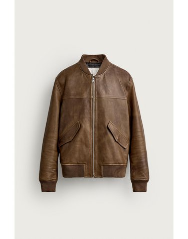 자라 빈티지 레더 봄버 재킷 4416/216/700 BROWN