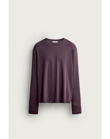 자라 수피마 코튼 긴팔 티셔츠 0722/355/610 AUBERGINE