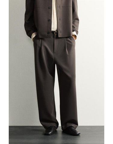 자라 릴렉스핏 플리츠 와이드 팬츠 8281/740/737 BROWN / TAUPE