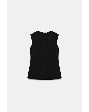 자라 패브릭 커버드 버튼 베스트 5584/632/800 BLACK