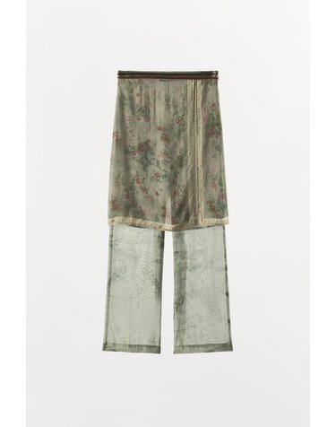 자라 자수 프린트 비즈 스커트 팬츠 1377/700/982 SEA GREEN