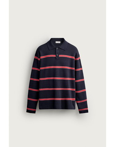 자라 스트라이프 니트 긴팔 폴로셔츠 5536/340/076 RED/NAVY