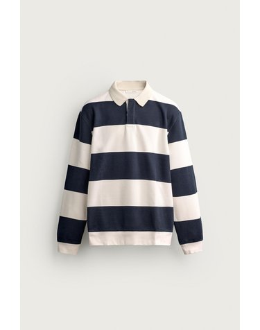자라 스트라이프 피케 긴팔 폴로셔츠 0526/325/060 WHITE / NAVY