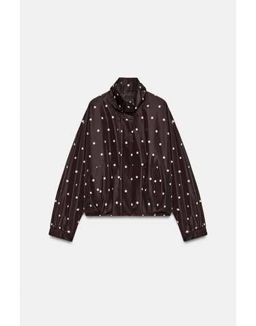 자라 도트 패턴 하이넥 봄버 자켓 6318/278/753 CHOCOLATE BROWN