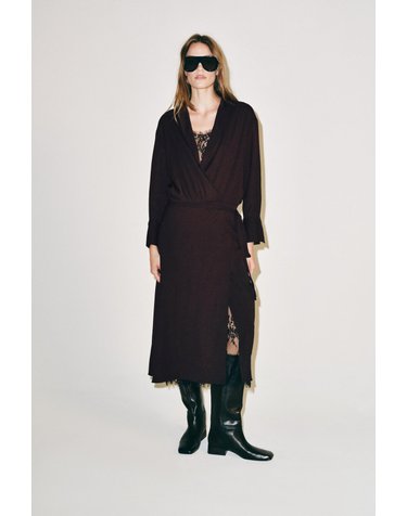 자라 란제리 스타일 랩 원피스 2277/088/684 DARK BURGUNDY