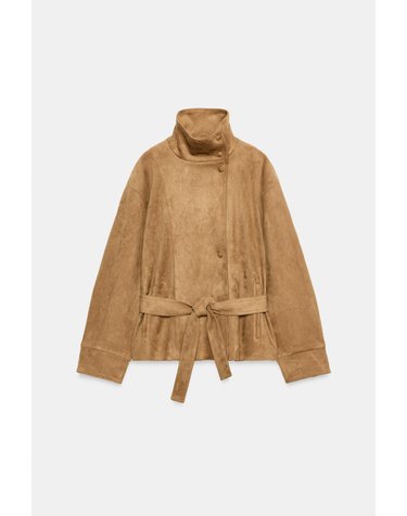 자라 페이크 스웨이드 벨트 자켓 4344/650/751 DARK CAMEL