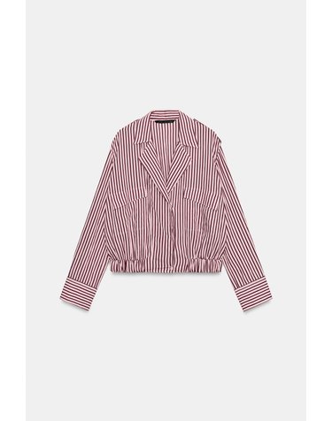자라 스트라이프 크롭 봄버 셔츠 1331/386/620 PINK