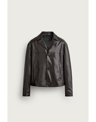 자라 가죽 이펙트 크롭 버튼 자켓 2949/800/700 BROWN