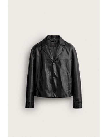 자라 가죽 이펙트 크롭 버튼 자켓 2949/800/800 BLACK