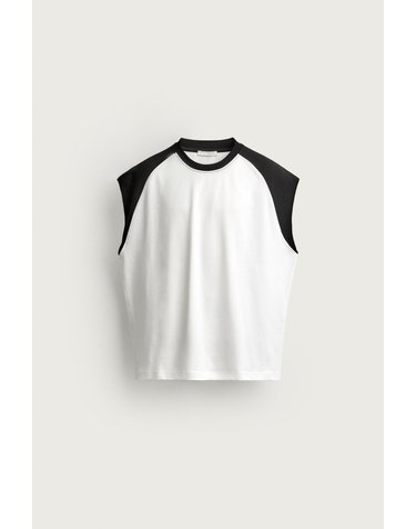 자라 컬러블록 래글런 민소매 탑 3665/350/250 WHITE